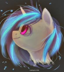 Size: 1280x1449 | Tagged: safe, artist:loonya, dj pon-3, vinyl scratch, pony, g4, black background, bust, cute, female, head only, portrait, profile, simple background, solo, vinylbetes