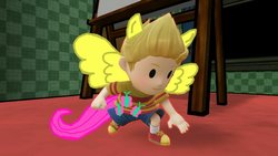 Size: 1280x720 | Tagged: safe, artist:user15432, edit, fluttershy, human, equestria girls, g4, crossover, earthbound, lucas, mother 3, nintendo, pegasus wings, ponied up, super smash bros., super smash bros. 4, wings