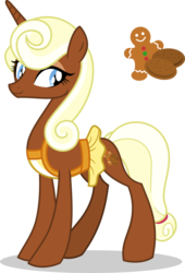 Size: 715x1054 | Tagged: safe, artist:mlp-trailgrazer, oc, oc only, oc:ginger snappz, pony, unicorn, apron, clothes, female, mare, simple background, solo, transparent background