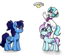 Size: 2920x2250 | Tagged: safe, artist:daromius, oc, oc only, oc:slip stream, oc:snow star, oc:sugar plum, earth pony, pegasus, pony, unicorn, female, high res, lamp, mare, simple background, white background