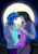 Size: 2480x3508 | Tagged: safe, artist:mantarwolf, dj pon-3, octavia melody, vinyl scratch, equestria girls, g4, clothes, duo, earbuds, female, full moon, headphones, high res, lesbian, listening, listening to music, looking at each other, moon, music, night, pants, sharing, sharing headphones, ship:scratchtavia, shipping, stars, sunglasses, watch, wristwatch