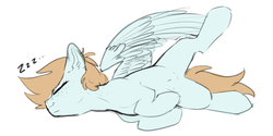 Size: 3000x1500 | Tagged: safe, artist:cold blight, oc, oc only, oc:cold blight, pegasus, pony, female, freckles, mare, sleeping, solo, wings, zzz