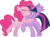 Size: 4068x3000 | Tagged: safe, artist:cloudy glow, artist:yanoda, pinkie pie, twilight sparkle, alicorn, earth pony, pony, g4, the mean 6, .ai available, clone, duo, eyes closed, female, mare, raised hoof, simple background, smiling, transparent background, twilight sparkle (alicorn), vector