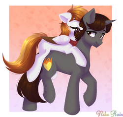 Size: 2646x2496 | Tagged: safe, artist:nika-rain, oc, pegasus, pony, unicorn, cute, female, high res, male, mare, simple background, stallion