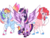 Size: 1024x768 | Tagged: safe, artist:wanderingpegasus, pinkie pie, rainbow dash, twilight sparkle, alicorn, earth pony, pegasus, pony, g4, alternate design, female, mare, simple background, twilight sparkle (alicorn)