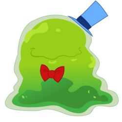 Size: 2589x2589 | Tagged: safe, artist:deadpoolmaxii, smooze, pony, slime monster, g4, make new friends but keep discord, ambiguous gender, bowtie, hat, high res, simple background, slime, smiling, solo, top hat, transparent background, vector