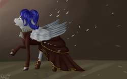 Size: 4798x3000 | Tagged: safe, artist:amywhooves, oc, oc only, pegasus, pony, blind, clothes, dress, female, mare, raised hoof