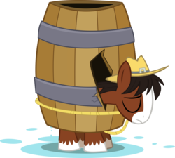 Size: 1781x1601 | Tagged: safe, artist:deadpoolmaxii, trouble shoes, earth pony, pony, appleoosa's most wanted, g4, barrel, colt, eyes closed, foal, hat, male, puddle, sad, simple background, solo, transparent background, unshorn fetlocks, vector, younger