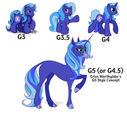 Size: 2148x1934 | Tagged: safe, artist:anscathmarcach, oc, oc only, oc:genesis, classical unicorn, pony, unicorn, g3, g3.5, g4, cloven hooves, concave belly, female, g5 concept leak style, horn, leonine tail, mare, raised hoof, realistic horse legs, simple background, slender, smiling, style comparison, style emulation, thin, transparent background, unshorn fetlocks