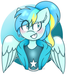 Size: 790x878 | Tagged: safe, artist:leanne264, oc, oc only, oc:star striker, pegasus, anthro, clothes, female, jacket, mare, solo