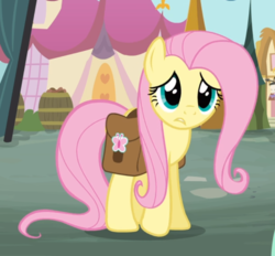 Size: 794x736 | Tagged: safe, screencap, fluttershy, pegasus, pony, g4, putting your hoof down, cropped, cute, female, mare, saddle bag, shy, shyabetes, solo