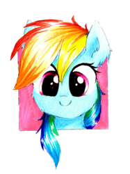 Size: 915x1221 | Tagged: safe, artist:liaaqila, rainbow dash, pony, g4, cute, dashabetes, female, looking at you, simple background, smiling, solo, traditional art, transparent background