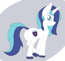 Size: 1443x1357 | Tagged: safe, artist:firecracker, shining armor, pony, unicorn, g4, butt, chest fluff, dock, female, gleaming shield, mare, plot, rule 63, simple background, solo, tail