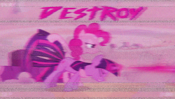 Size: 1280x720 | Tagged: safe, edit, edited screencap, editor:earthquake87, screencap, pinkie pie, twilight sparkle, pony, unicorn, a canterlot wedding, g4, aesthetics, an attempt was made, beam, behaving like a weapon, feedback requested, scan lines, synthwave, twigun, unicorn twilight, vaporwave, vhs