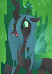 Size: 2059x2912 | Tagged: safe, artist:lavenderrain24, queen chrysalis, changeling, changeling queen, g4, female, high res, open mouth, solo