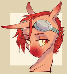 Size: 1281x1422 | Tagged: safe, artist:amphoera, oc, oc only, pony, unicorn, bust, goggles, solo