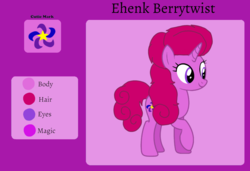 Size: 1441x987 | Tagged: safe, artist:徐詩珮, oc, oc:ehenk berrytwist, pony, unicorn, g4, my little pony: the movie, female, magical lesbian spawn, mare, next generation, offspring, parent:glitter drops, parent:tempest shadow, parents:glittershadow, reference sheet