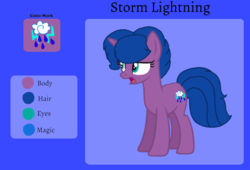 Size: 1441x979 | Tagged: safe, artist:徐詩珮, oc, oc:storm lightning, pony, unicorn, female, magical lesbian spawn, mare, next generation, offspring, parent:spring rain, parent:tempest shadow, parents:springshadow, reference sheet