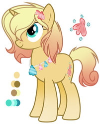 Size: 3192x3976 | Tagged: safe, artist:parisa07, oc, oc only, oc:sandy beach, pony, unicorn, female, high res, mare, reference sheet, shell necklace, simple background, solo, white background