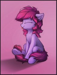Size: 1022x1341 | Tagged: safe, artist:breakdream, oc, oc only, oc:share dast, earth pony, pony, :p, chest fluff, earth pony oc, eyes closed, female, mare, silly, sitting, solo, tongue out