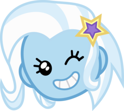 Size: 609x546 | Tagged: safe, artist:anime-equestria, derpibooru exclusive, trixie, equestria girls, g4, game stream, my little pony equestria girls: better together, cute, diatrixes, emoji, female, head only, one eye closed, simple background, smiling, solo, transparent background, wink