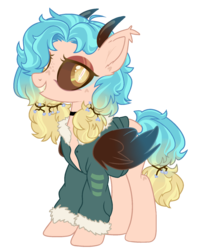 Size: 1387x1697 | Tagged: safe, artist:darlyjay, oc, oc only, oc:krita, pegasus, pony, brown sclera, clothes, female, horns, jacket, simple background, solo, transparent background