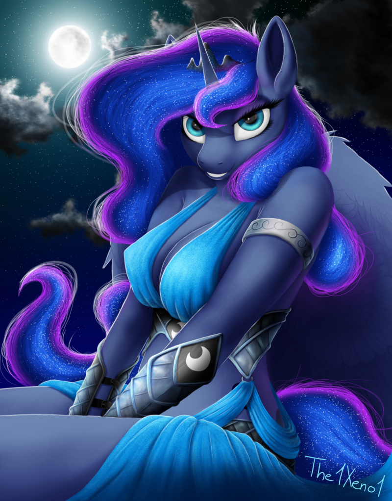 ...princess luna, alicorn, anthro, absolute cleavage, breasts, cleavage, cl...