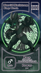 Size: 800x1399 | Tagged: safe, artist:vavacung, oc, oc:morvid maelstrom, changeling, hybrid, character card, male, pactio card