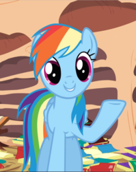 Size: 749x940 | Tagged: safe, screencap, rainbow dash, pegasus, pony, dragon quest, g4, book, cropped, cute, dashabetes, female, golden oaks library, mare, raised hoof, smiling, solo