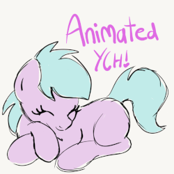 Size: 849x849 | Tagged: safe, artist:lannielona, pony, advertisement, animated, commission, curled up, eyes closed, frame by frame, simple background, sketch, sleeping, smiling, solo, squigglevision, white background, your character here
