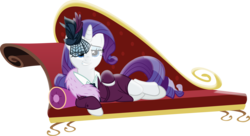 Size: 4142x2249 | Tagged: safe, artist:frownfactory, rarity, pony, unicorn, g4, rarity investigates, .svg available, clothes, couch, dress, fainting couch, female, hat, horn, mare, seductive, seductive pose, simple background, solo, svg, transparent background, vector