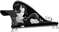 Size: 10785x5856 | Tagged: safe, artist:frownfactory, rarity, pony, unicorn, g4, rarity investigates, absurd resolution, clothes, female, mare, monochrome, simple background, solo, transparent background, vector