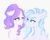 Size: 1942x1536 | Tagged: safe, artist:whalepornoz, oc, oc only, oc:aurora mist, oc:morning blossom, pegasus, pony, blushing, eye contact, female, lesbian, looking at each other, oc x oc, offspring, parent:sky stinger, parent:spearhead, parent:twinkleshine, parent:vapor trail, shipping, simple background