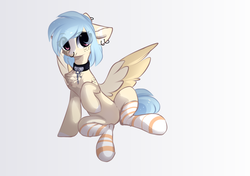 Size: 1284x902 | Tagged: safe, artist:php146, oc, oc only, pegasus, pony, clothes, eye clipping through hair, male, nose piercing, piercing, socks, solo, stallion, striped socks