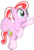 Size: 1371x2003 | Tagged: safe, artist:lightning stripe, derpibooru exclusive, oc, oc only, oc:misty mint, pegasus, pony, g4, coat markings, cutie mark, fluttering, flying, freckles, green eyes, grin, pink coat, ponytail, show accurate, simple background, smiling, socks (coat markings), solo, striped mane, transparent background, wings