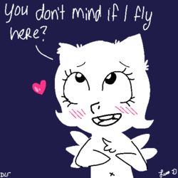 Size: 500x500 | Tagged: safe, artist:darkest-lunar-flower, oc, oc only, oc:derpi dot, pony, belly button, bipedal, blushing, chest fluff, cute, ear fluff, heart, looking up, signature, simple background, solo