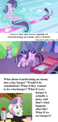 Size: 1920x4008 | Tagged: safe, edit, edited screencap, screencap, starlight glimmer, sweetie belle, twilight sparkle, alicorn, pony, celestial advice, g4, the cutie re-mark, burger, cloud, crying, cushion, cute, dodge, duel, emotional, eyes closed, fight, flying, food, friendship, glare, gritted teeth, hay burger, hug, laser, levitation, love, magic, magic beam, magic blast, mirror, painting, pedestal, photos, present, quote, ribbon, self-levitation, smiling, snuggling, student, teacher, tears of joy, telekinesis, text, twilight sparkle (alicorn), twilight's castle