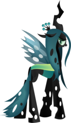 Size: 450x776 | Tagged: safe, artist:lottapotatosalad, queen chrysalis, changeling, changeling queen, g4, crown, female, jewelry, looking back, regalia, simple background, solo, transparent background