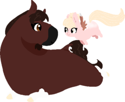 Size: 513x420 | Tagged: safe, artist:nootaz, oc, oc:sugar plump, pony, chubby, duo, looking at each other, looking at someone, simple background, size difference