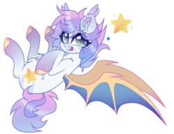 Size: 1024x792 | Tagged: dead source, safe, artist:_spacemonkeyz_, oc, oc only, oc:starloom, bat pony, pony, female, mare, simple background, solo, tongue out, transparent background
