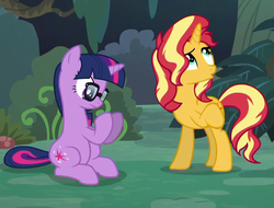 Size: 878x668 | Tagged: safe, screencap, sci-twi, sunset shimmer, twilight sparkle, pony, unicorn, equestria girls, equestria girls specials, g4, my little pony equestria girls: better together, my little pony equestria girls: spring breakdown, cropped, cute, equestria girls ponified, hooves, ponified, unicorn sci-twi