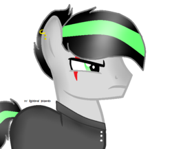 Size: 635x550 | Tagged: safe, oc, oc only, oc:langou, pony, angry, fanart, green eyes, male, piercing, solo, stallion, tattoo