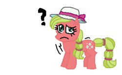 Size: 304x187 | Tagged: safe, artist:theinflater19, earth pony, pony, series:maplejack p balloon prank, cowboys and equestrians, female, imminent inflation, mad (tv series), mad magazine, maplejack, mare, question mark, stomach noise, this will end in balloons