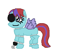 Size: 202x173 | Tagged: safe, artist:drypony198, oc, oc:dizzy pinwheel, pegasus, pony, robot, robot pony, animatronic, cowboys and equestrians, crossover, female, five nights at freddy's, foxy, hook, mad (tv series), mad magazine, mare, picture for breezies, species swap