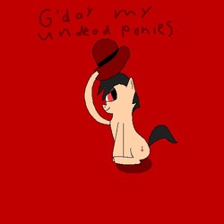 Size: 500x500 | Tagged: safe, artist:undeadponysoldier, oc, oc:the undead pony soldier, pony, bowler hat, hat, inverted cross, pixel art, sexy, talking to viewer