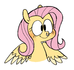Size: 337x320 | Tagged: safe, artist:pinkiespresent, fluttershy, pegasus, pony, g4, blushing, bust, cute, female, mare, nose piercing, nose ring, piercing, portrait, smiling, solo, spread wings, three quarter view, wings