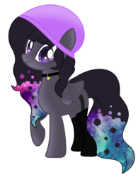 Size: 1437x1843 | Tagged: safe, artist:space--paws0w0, oc, oc only, oc:space splash, pegasus, pony, beanie, clothes, collar, female, garter belt, hat, mare, raised hoof, simple background, socks, solo, stockings, thigh highs, transparent background