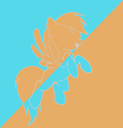 Size: 1980x2054 | Tagged: safe, artist:awesomedude14, derpibooru exclusive, rainbow dash, pony, g4, duotone, female, flying, happy, simple background, solo