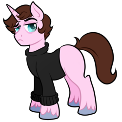 Size: 1500x1500 | Tagged: safe, artist:sirgalahadbw, oc, oc only, oc:julian, pony, unicorn, clothes, colored pupils, looking at you, male, simple background, solo, stallion, sweater, turtleneck, unshorn fetlocks, white background