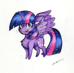 Size: 2145x2105 | Tagged: safe, artist:luxiwind, twilight sparkle, alicorn, pony, g4, chest fluff, chibi, female, high res, solo, traditional art, twilight sparkle (alicorn)